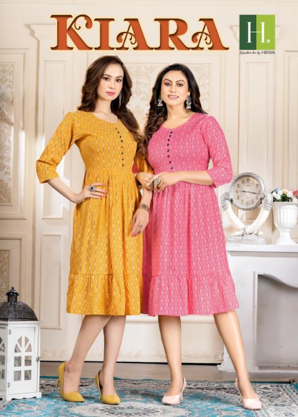 Hirwa Kiara Fancy Wear Rayon Designer Kurti Collection